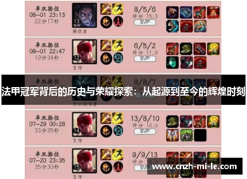 法甲冠军背后的历史与荣耀探索：从起源到至今的辉煌时刻